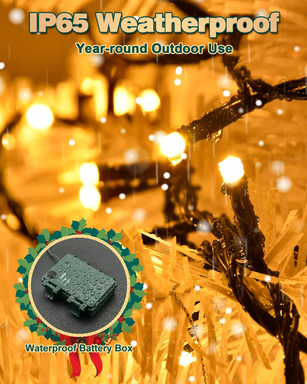 Dalugo 2 Stück Lichterkette Orange, 5M 50 LED Kabel grün mit 6h Timer, IP65 Wasserdicht Batterie für Innen außen dekorationen