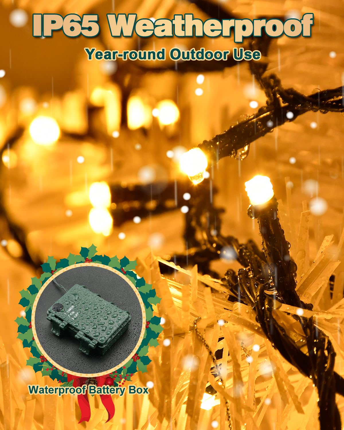 Dalugo 2 Stück Lichterkette Orange, 5M 50 LED Kabel grün mit 6h Timer, IP65 Wasserdicht Batterie für Innen außen dekorationen