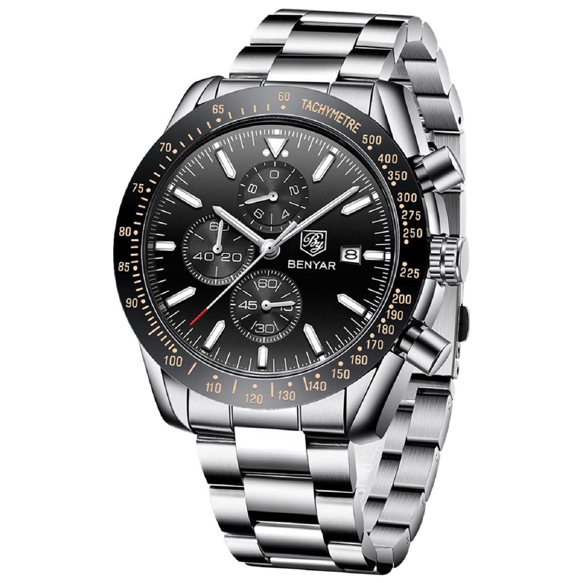 BENYAR Uhren Herren Analog Quarz Chronograph Herrenuhren Wasserdicht Datum Lederband Armbanduhr Lässig Business-Kleid fur Männer Klassische Elegantes Geschenk
