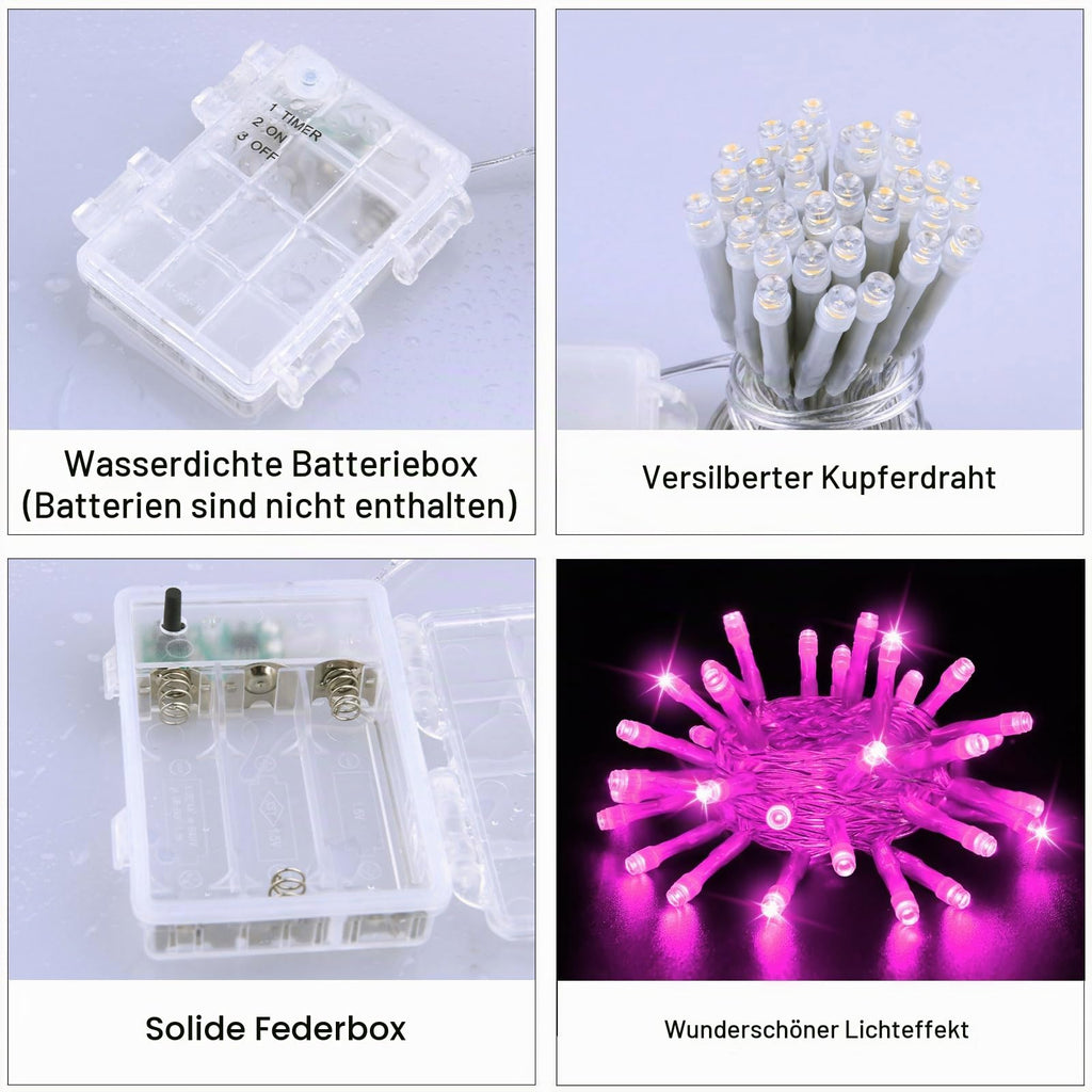 Dalugo 2 Stück Lichterkette Batterie, 3M 30 LED Orange Wasserdicht Lichterketten mit 6h Timer für Innen außen