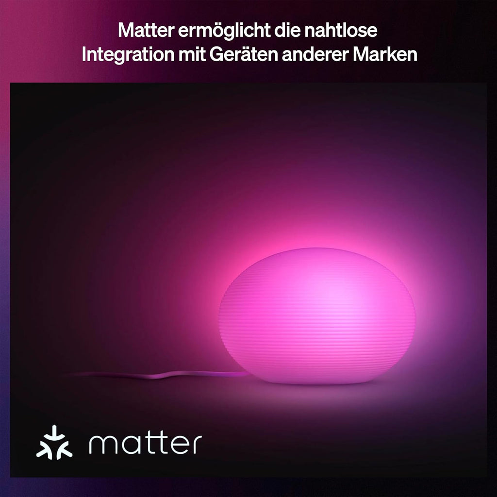 Philips Hue Flourish Tischleuchte, dimmbare LED Leuchte, weißes und farbiges Licht, 16 Millionen Farben, indirekte Beleuchtung über App steuerbar, kompatibel mit Alexa, Neue Generation