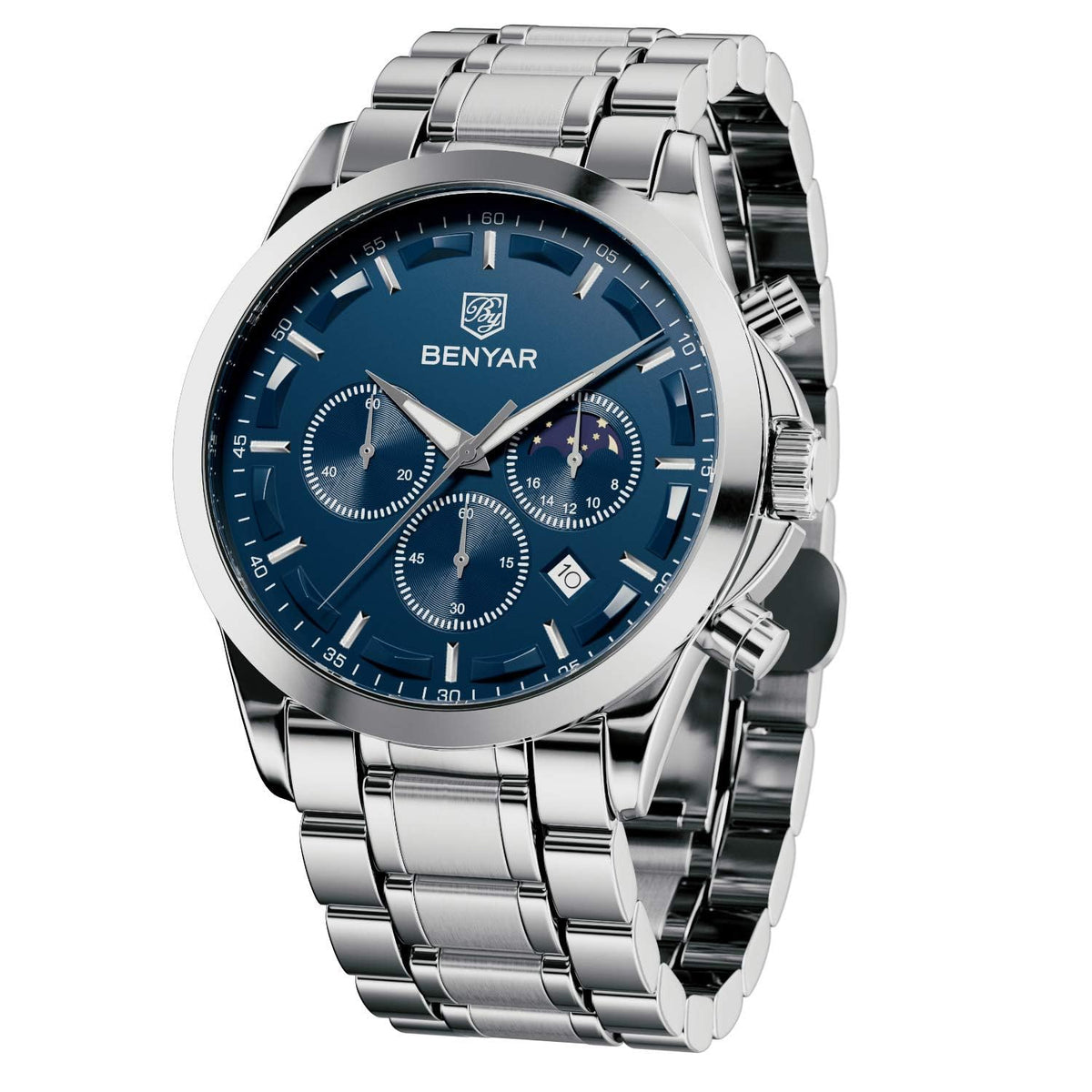 BENYAR BY Uhren Herren Chronograph Analog Quarz Wasserdicht Datum Armbanduhr Herren Mode Business-Kleid Herrenuhr Elegantes Geschenk fur Männer