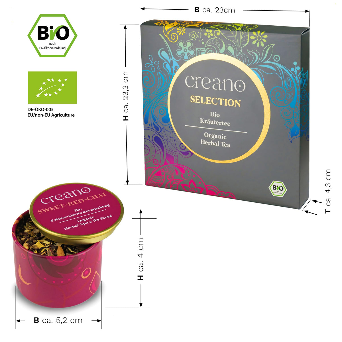 Creano Premium Bio Kräutertee Geschenkset „ORGANIC HERBAL TEA“ - 9 Pyramiden-Teebeutel in 9 unterschiedlichen Sorten - 22,5g - NEUHEIT 2024*