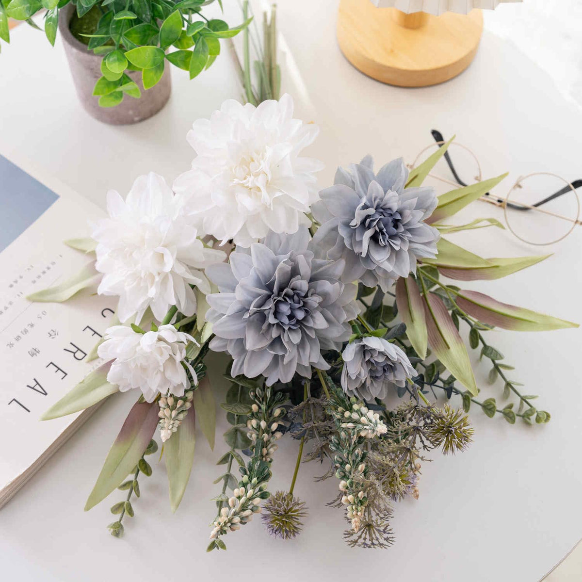 KIRIFLY Kunstblumen Künstliche Pflanzen Blumen Deko Seidenblumen Blumenarrangements Kernstück Hochzeit Blumenstrauß(Herbstrot)