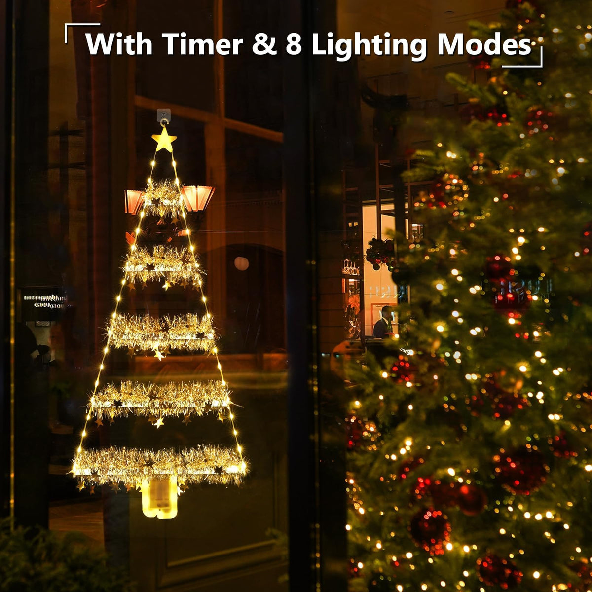 Geemoo LED Weihnachtsmann Leiter Lichterkette - 3 Meter LED Weihnachtsbeleuchtung Strombetrieben mit Timer, Speicherfunktion, 8 Modi, für Innen Außen Weihnachtsbaum Fenster Weihnachten Deko (Warmweiß)