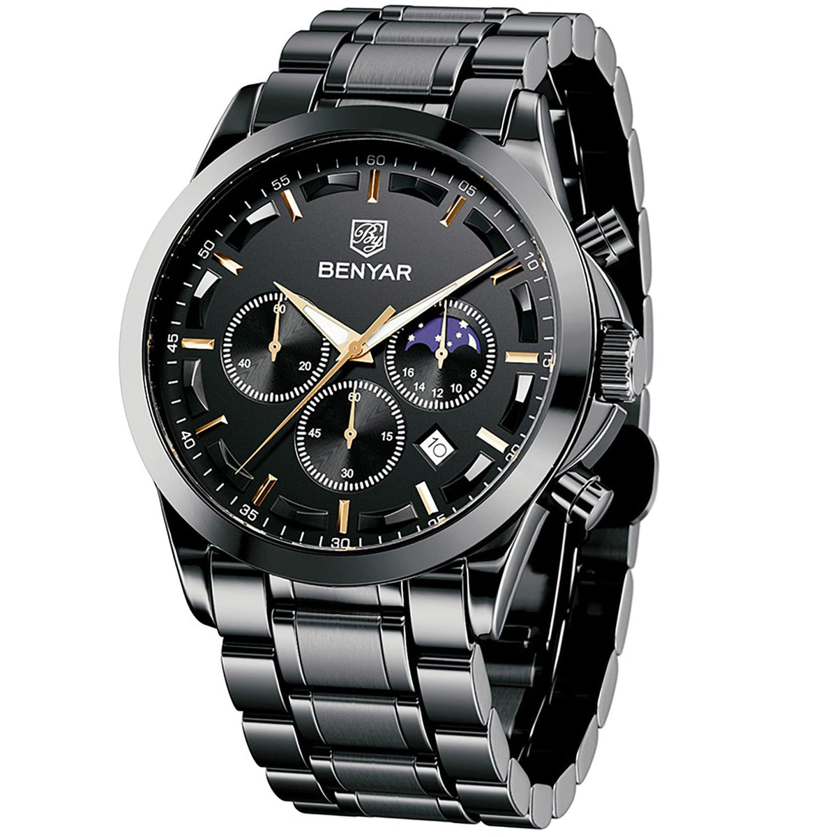 BENYAR BY Uhren Herren Chronograph Analog Quarz Wasserdicht Datum Armbanduhr Herren Mode Business-Kleid Herrenuhr Elegantes Geschenk fur Männer