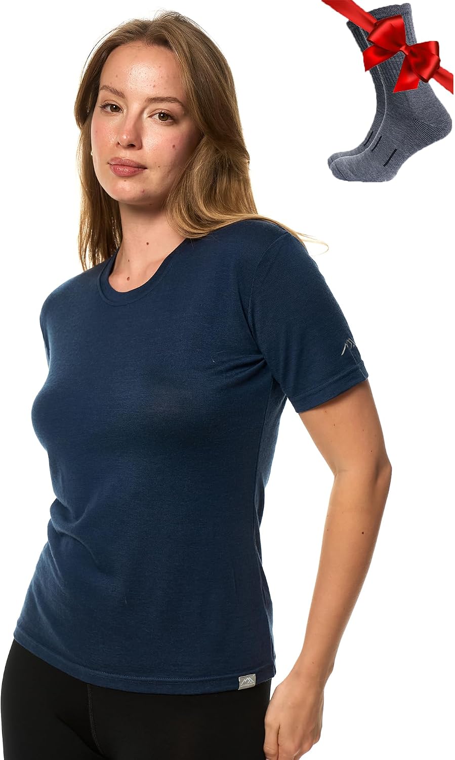 Merino.tech 100% Merino Shirt Damen Wandern & Alltag + Wandersocken