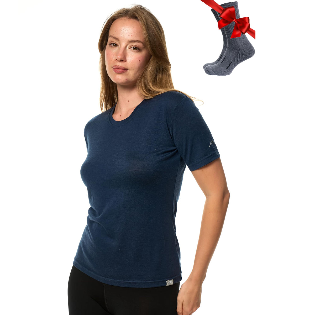 Merino.tech 100% Merino Shirt Damen Wandern & Alltag + Wandersocken