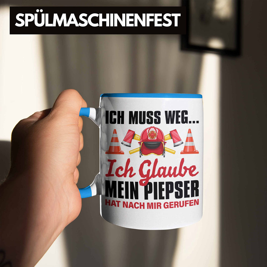 Trendation - Feuerwehr Tasse Geschenk für Feuerwehrmann Geburtstag Männer Spruch (Schwarz)