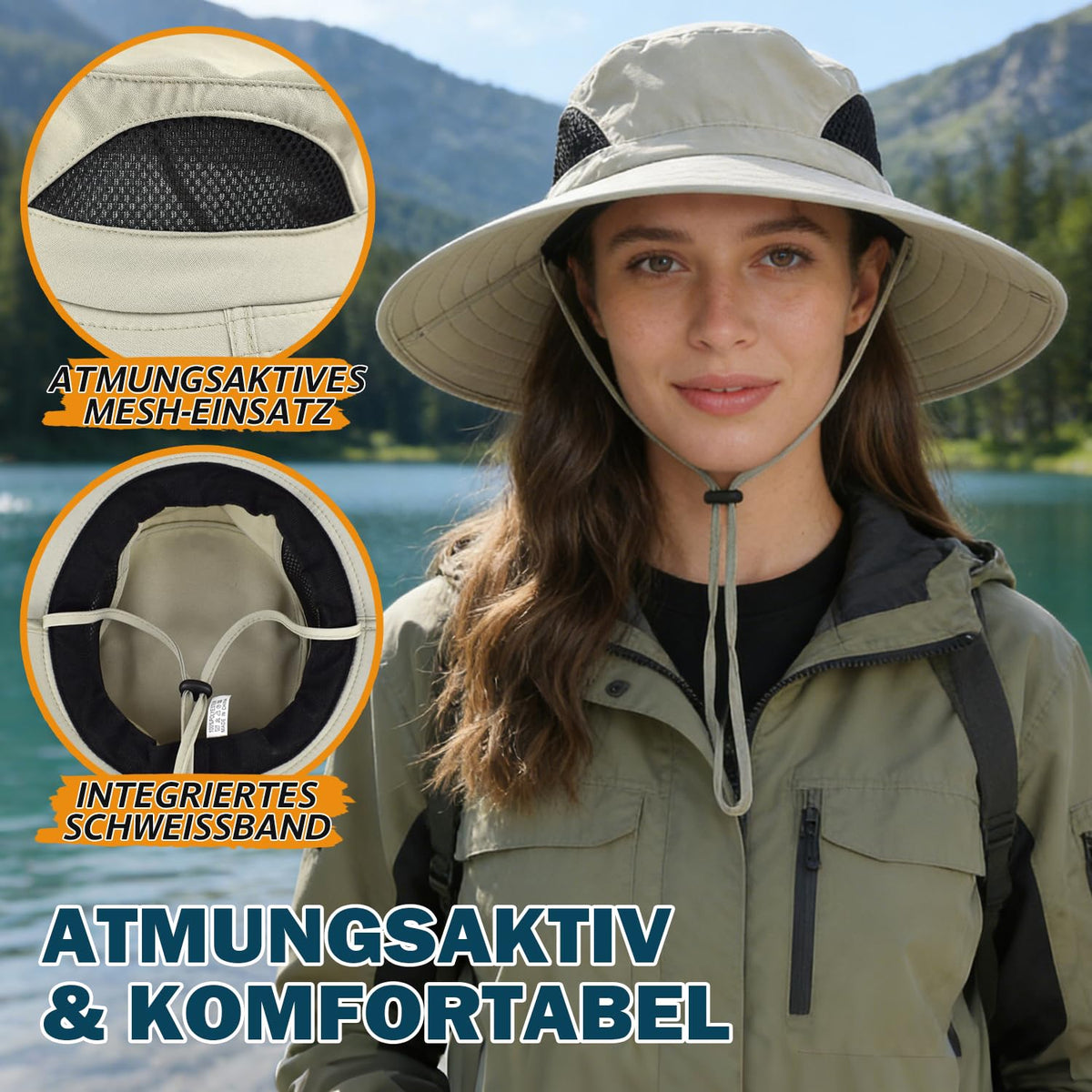 EINSKEY Breitkrempe Sonnenhut, wasserdichter Buschhut für Damen und Herren