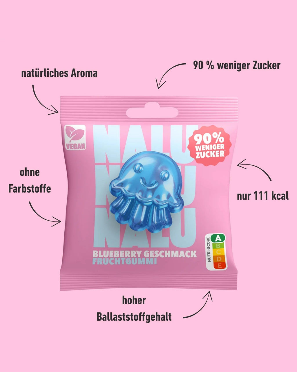 NALU Probierset Gummibärchen ohne Zuckerzusatz, 4 Sorten, 12 x 50 g