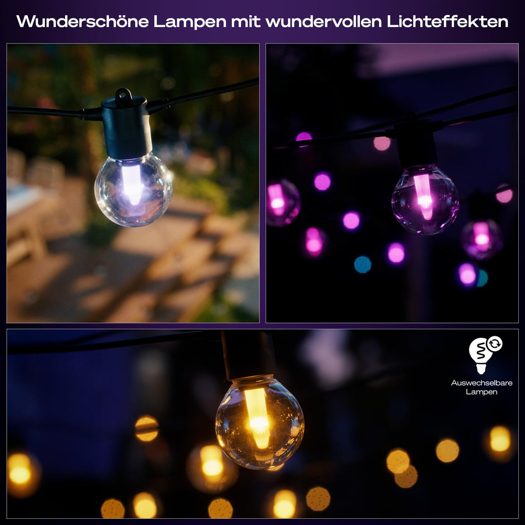 Philips Hue Festavia Globe Außenlichterkette, 7m, 10 Lampenkugeln