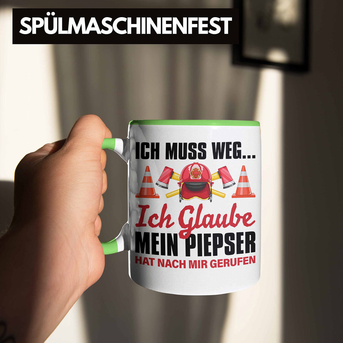 Trendation - Feuerwehr Tasse Geschenk für Feuerwehrmann Geburtstag Männer Spruch (Schwarz)