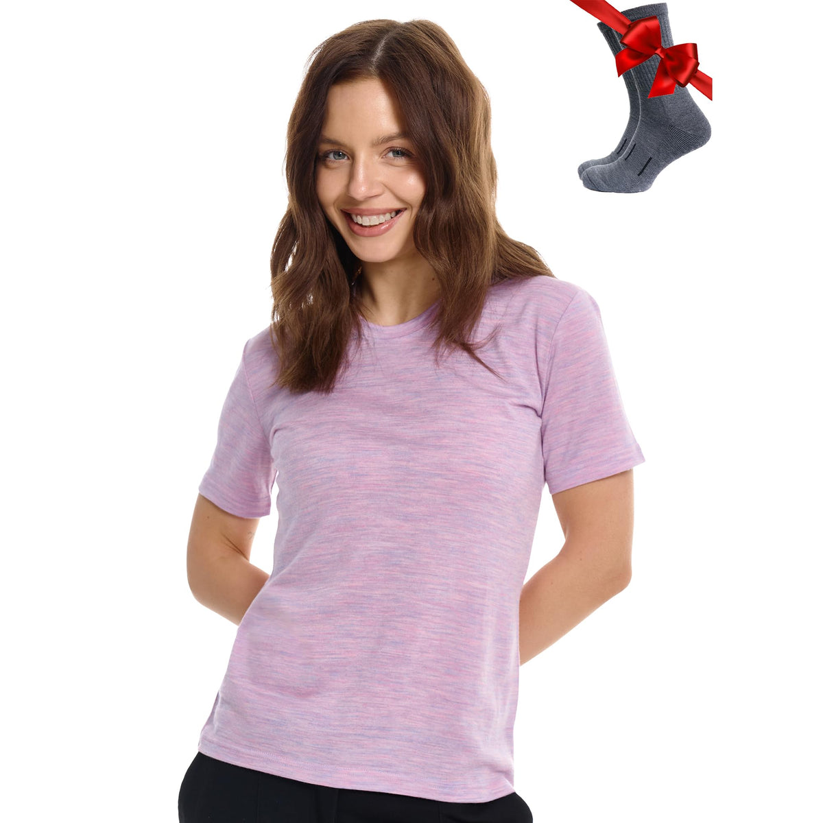 Merino.tech 100% Merino Shirt Damen Wandern & Alltag + Wandersocken