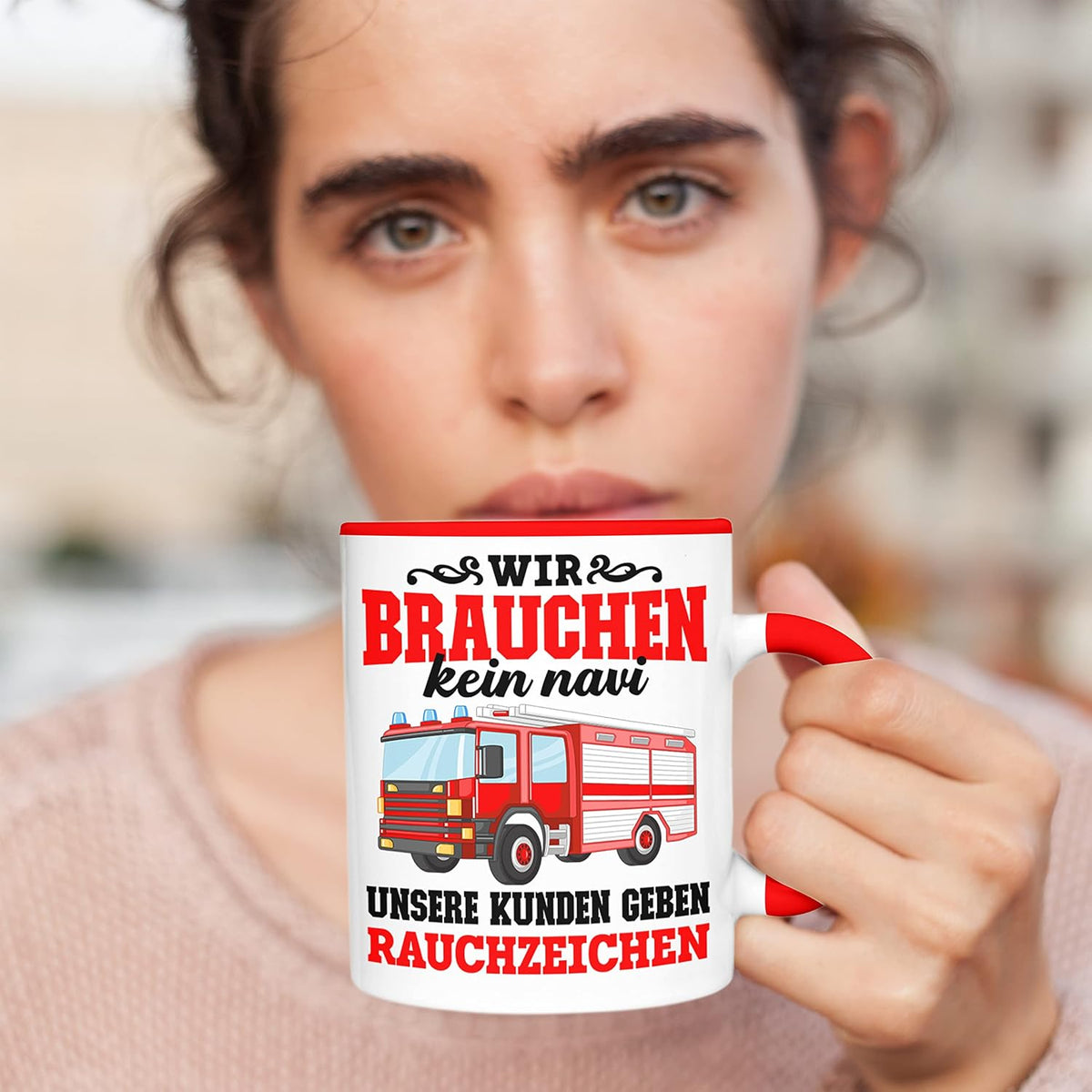 Trendation - Feuerwehr Tasse Geschenk Feuerwehrgeschenkartikel Mann Männer Erwachsene Feuerwehrmann Tasse Spruch (Rot)