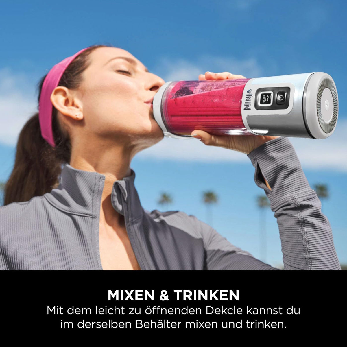 Ninja Blast Tragbarer Mixer / Blender / Smoothie Maker, 530ml Becher, Auslaufsicherer Deckel, Leistungsstarker Mini Standmixer, Kabellos & Wiederaufladbar, Zerkleinert Eis & Obst, Blau, BC151EUNV