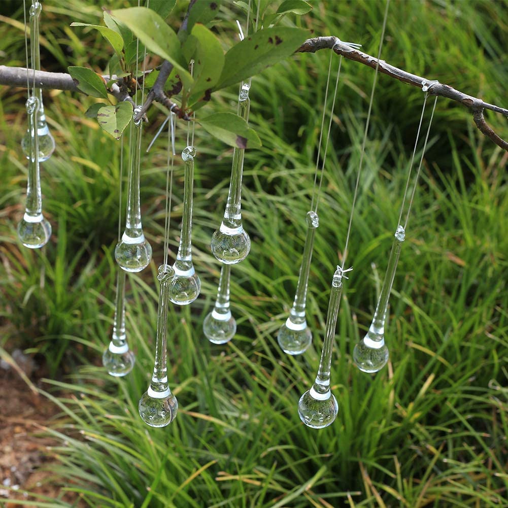 DAHI 12pcs Christbaumschmuck eiszapfen eistropfen Anhänger aus Glas zum Hängen Weihnachten Dekoration (transparent 100x20mm)