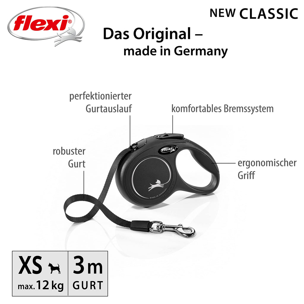flexi® Classic L Hunde Roll-Leine, 5m Gurt, schwarz