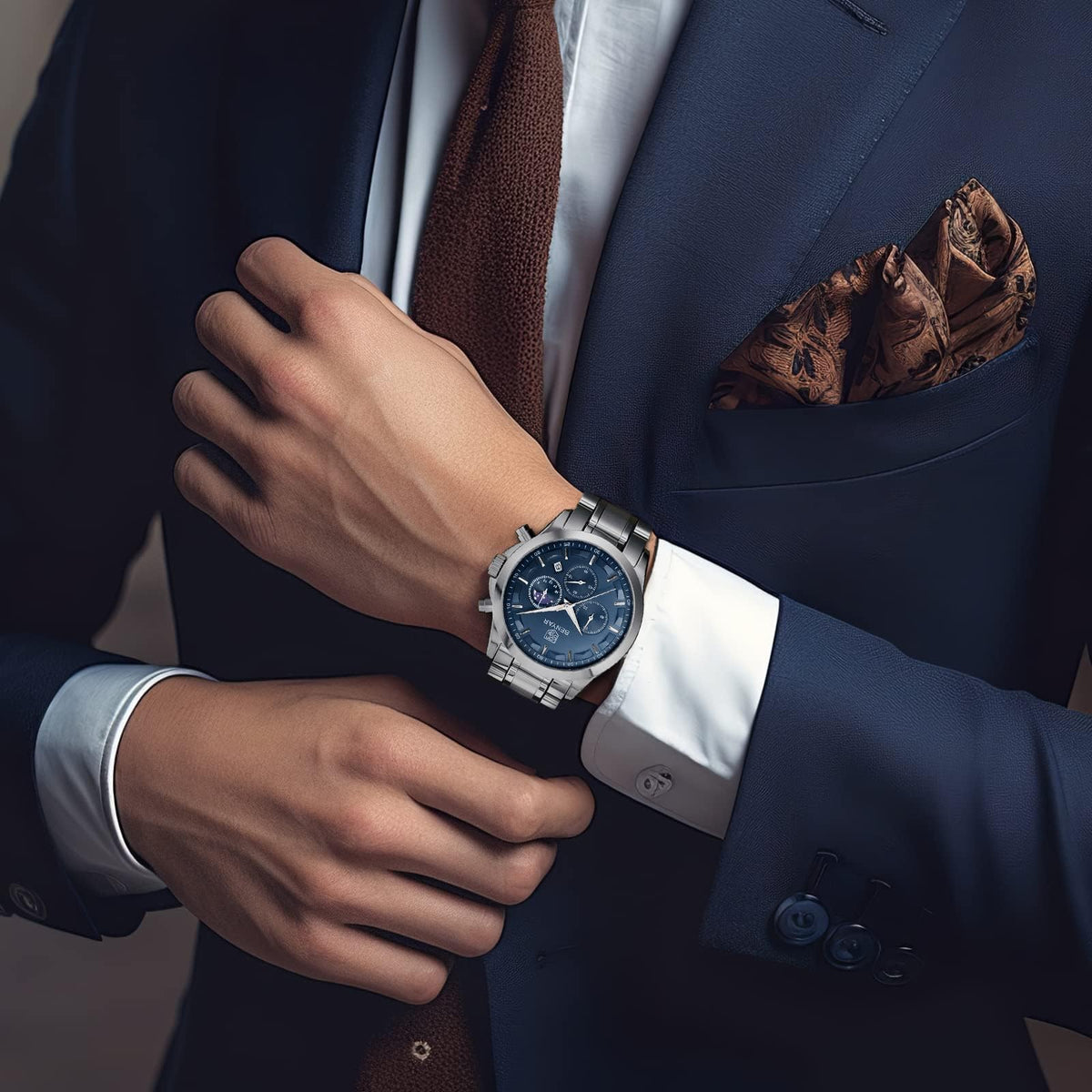 BENYAR BY Uhren Herren Chronograph Analog Quarz Wasserdicht Datum Armbanduhr Herren Mode Business-Kleid Herrenuhr Elegantes Geschenk fur Männer