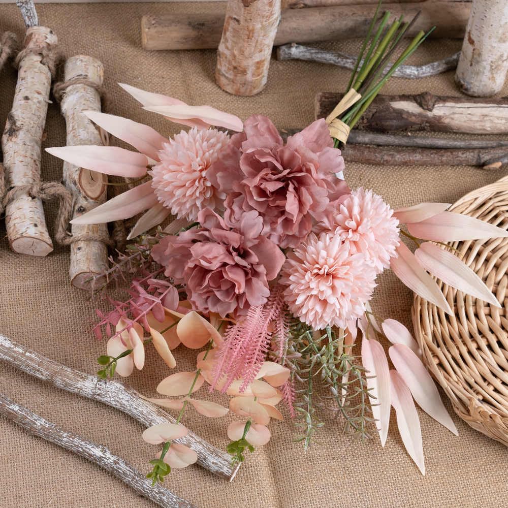 KIRIFLY Kunstblumen Künstliche Pflanzen Blumen Deko Seidenblumen Blumenarrangements Kernstück Hochzeit Blumenstrauß(Herbstrot)