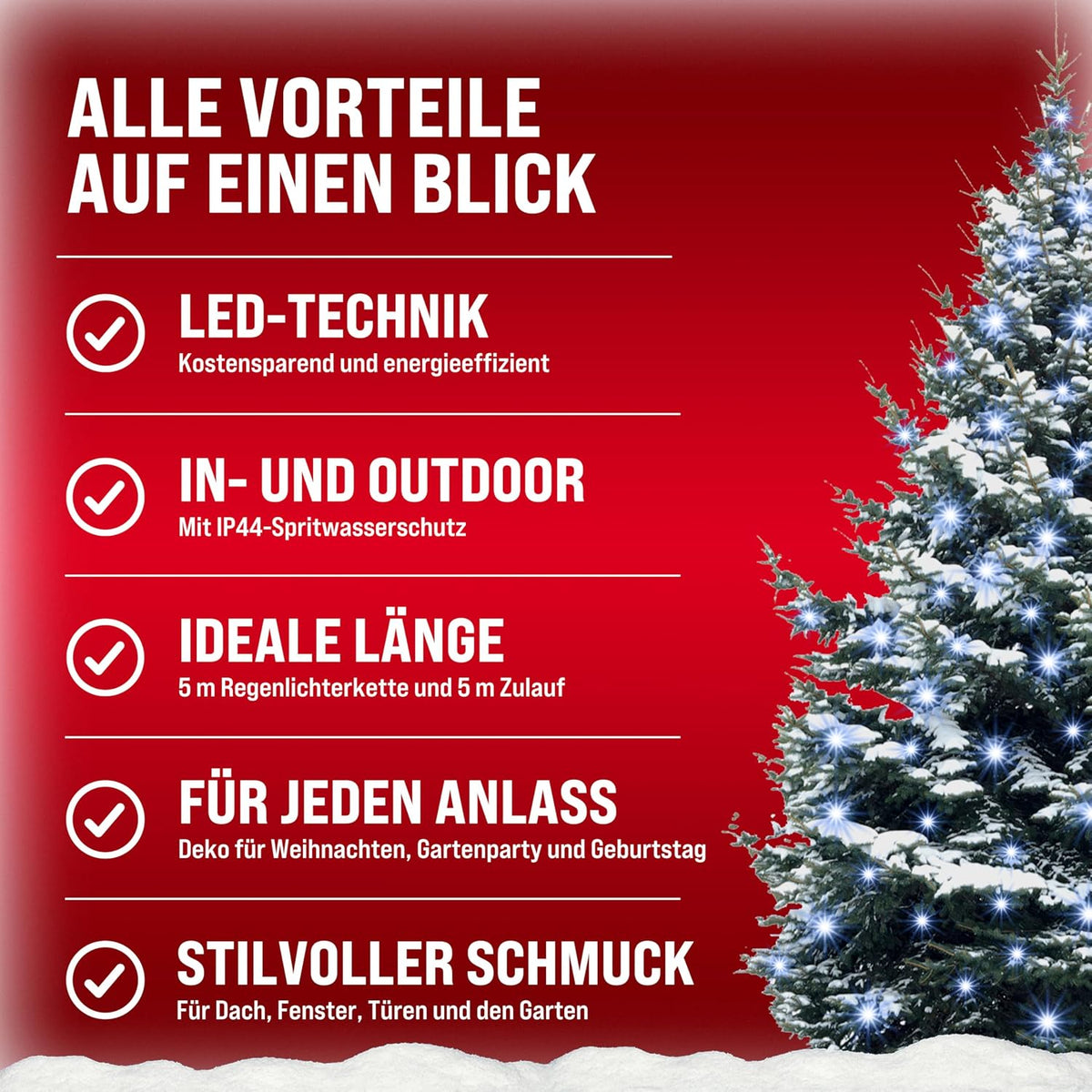 Monzana® Eisregen Lichterkette Außen 200 LED Kaltweiß