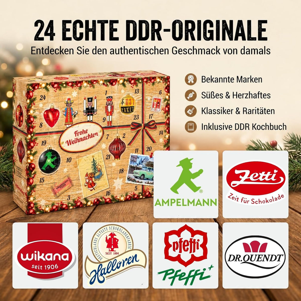 Adventskalender mit 24 Ostprodukten - 24x DDR Spezialitäten & Ostalgie 2026
