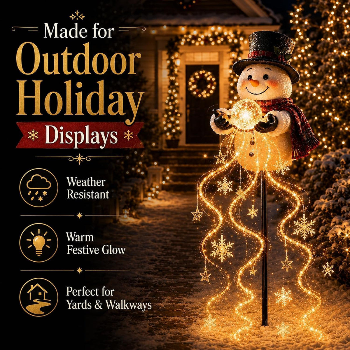 Snowman Magic Fountain - Flowing Snowflake LED Christmas Garden Light,Magischer Schneemann-Brunnen,LED-Gartenleuchte mit fließendem Schneeflocken-Effekt Gartendekoration den Außenbereich (1pcs)