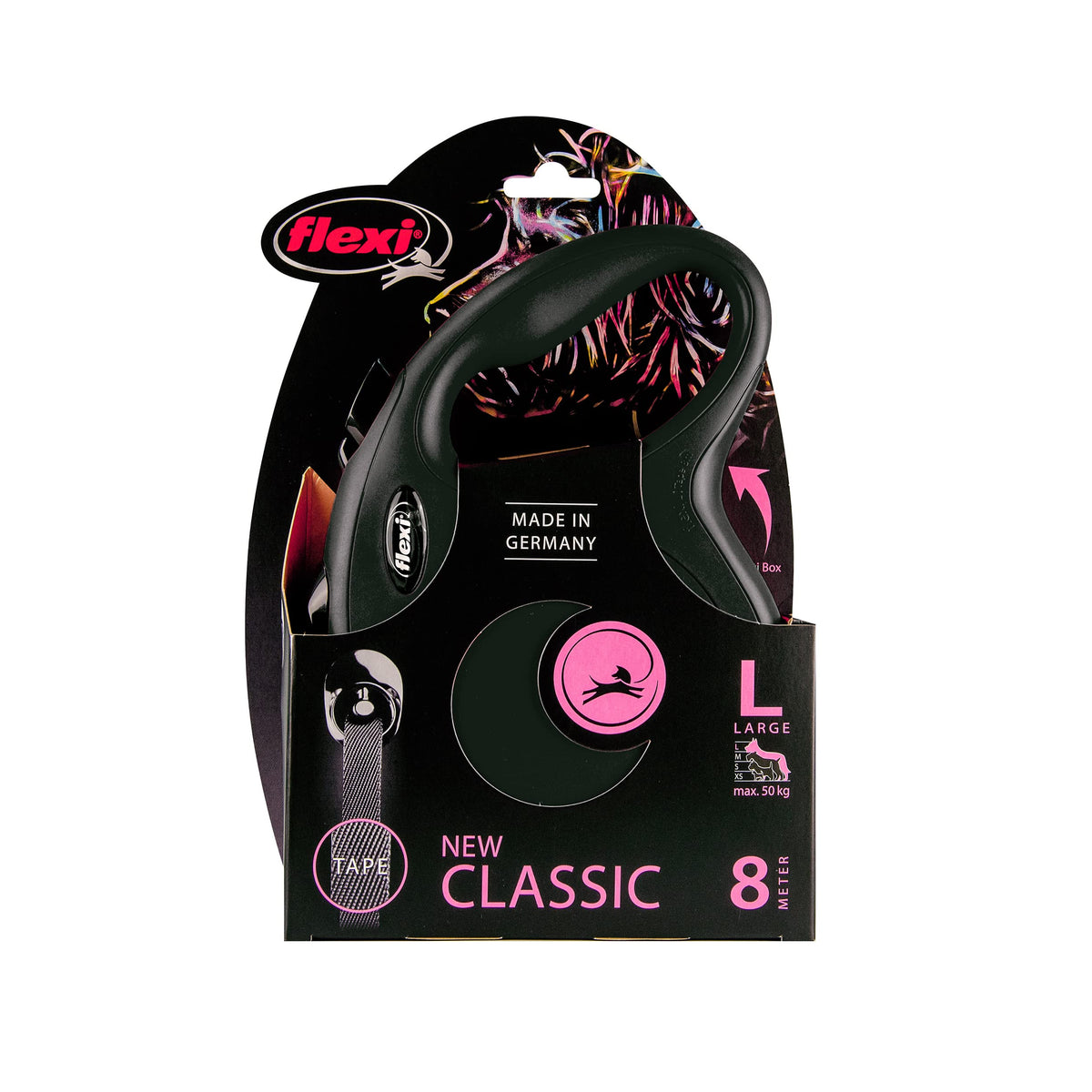 flexi® Classic L Hunde Roll-Leine, 5m Gurt, schwarz
