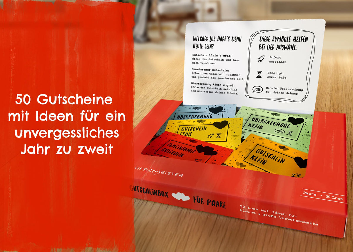 Herzmeister Geschenk für Paare - 50 unvergessliche Momente zu zweit erleben