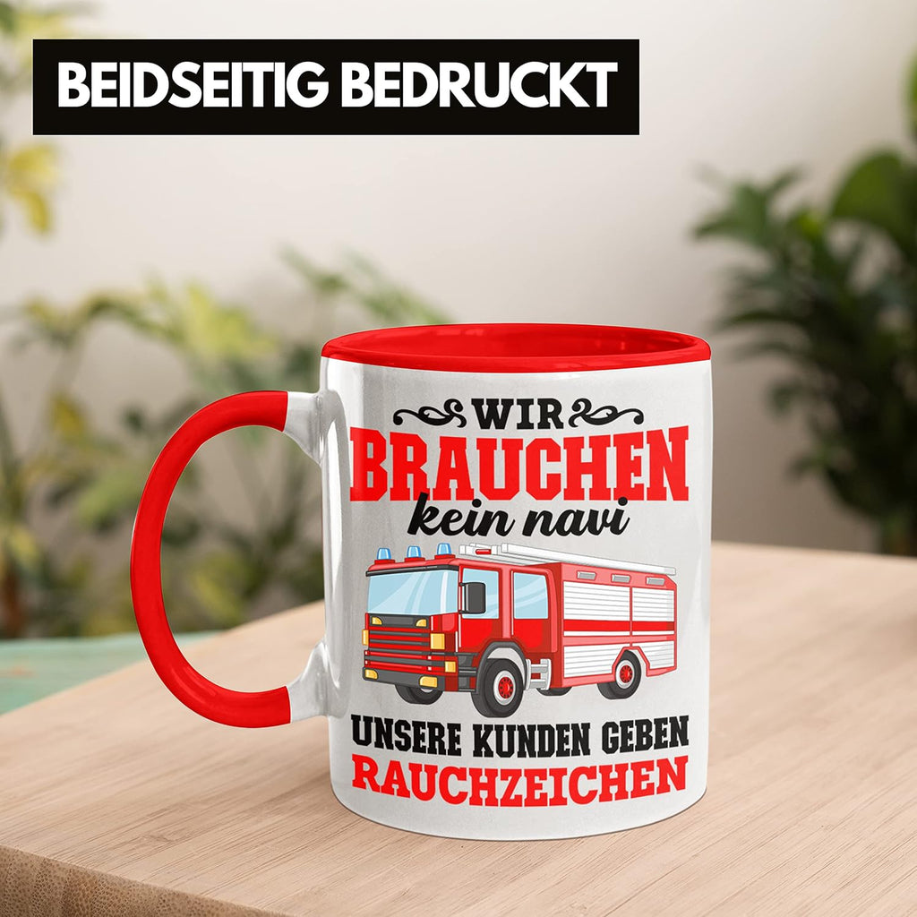 Trendation - Feuerwehr Tasse Geschenk Feuerwehrgeschenkartikel Mann Männer Erwachsene Feuerwehrmann Tasse Spruch (Rot)