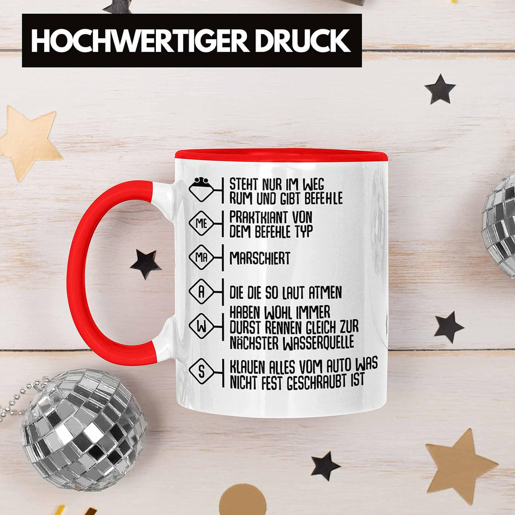 Trendation - Feuerwehr Tasse Geschenke Zubehör Lustig Einsatz Geburtstag Spruch Mann Praktikant (Rot)
