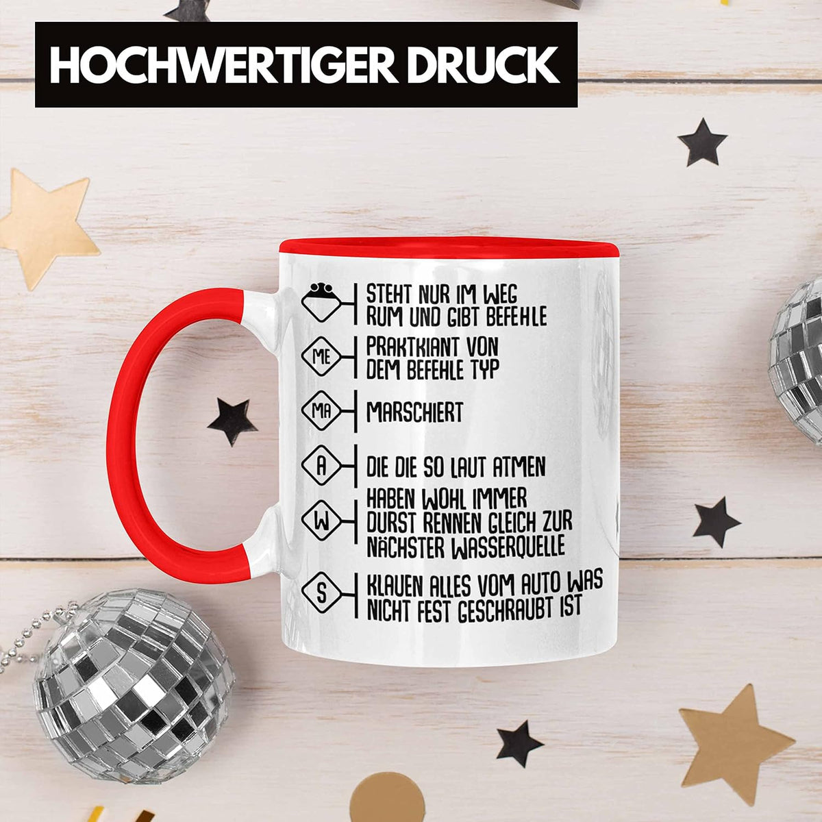 Trendation - Feuerwehr Tasse Geschenke Zubehör Lustig Einsatz Geburtstag Spruch Mann Praktikant (Rot)