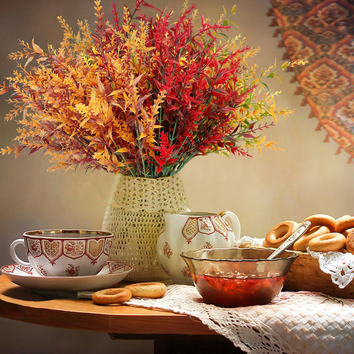 ROLLWAY 8 Stück Herbstblumen Künstlich Herbststrauß Kunstblumen Herbst Deko