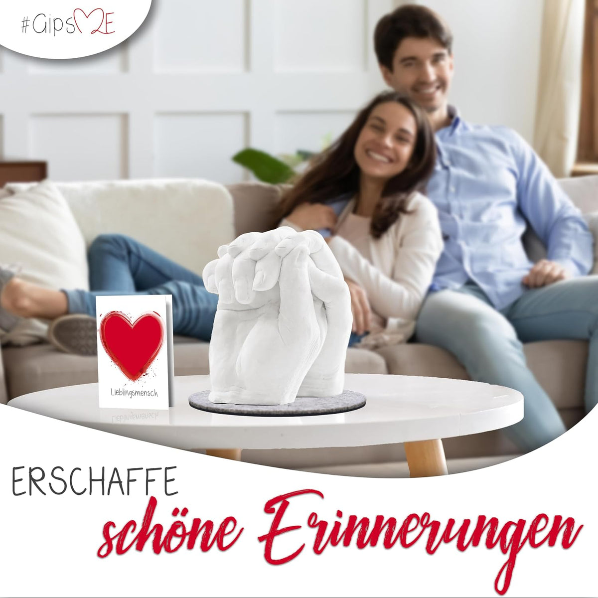 GipsME – DAS ORIGINAL - 3D Handabdruck Set für Paare – Gipsabdruck Hände - Partner und Pärchen Geschenke für Frauen und Männer für Valentinstag, Hochzeitstag, Jahrestag Geschenk für Sie und Ihn