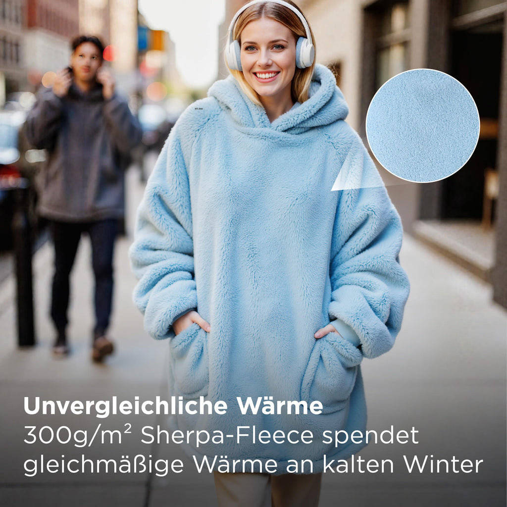 BEDSURE Hoodie Decke mit Ärmeln Geschenke Grau - 95x85cm
