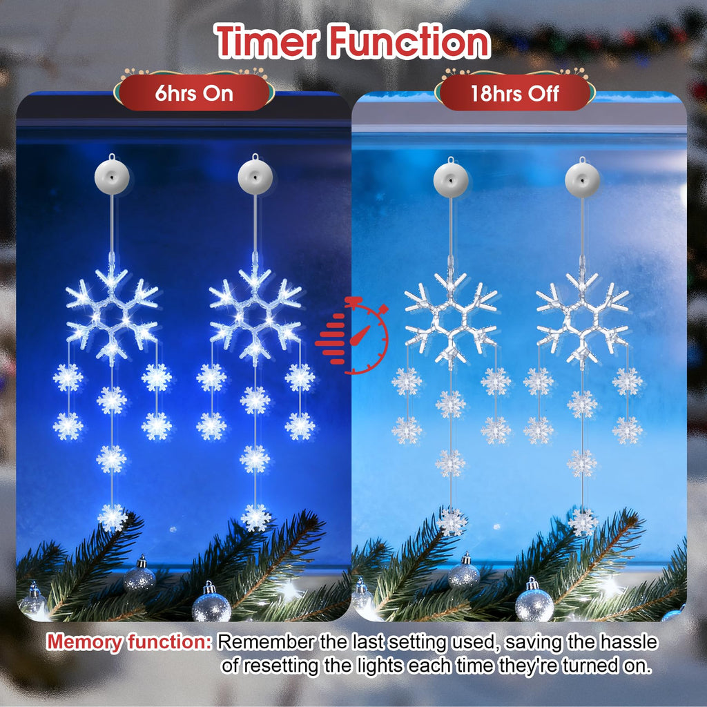 LED Sterne Weihnachtsbeleuchtung, 2 Stück Weihnachtsstern Fenster Lichterkette, Warmweiß Lichtervorhang Innen Batteriebetriebene mit Timer,8 Modi für Weihnachtsdeko Balkon Fest Party Hochzeit