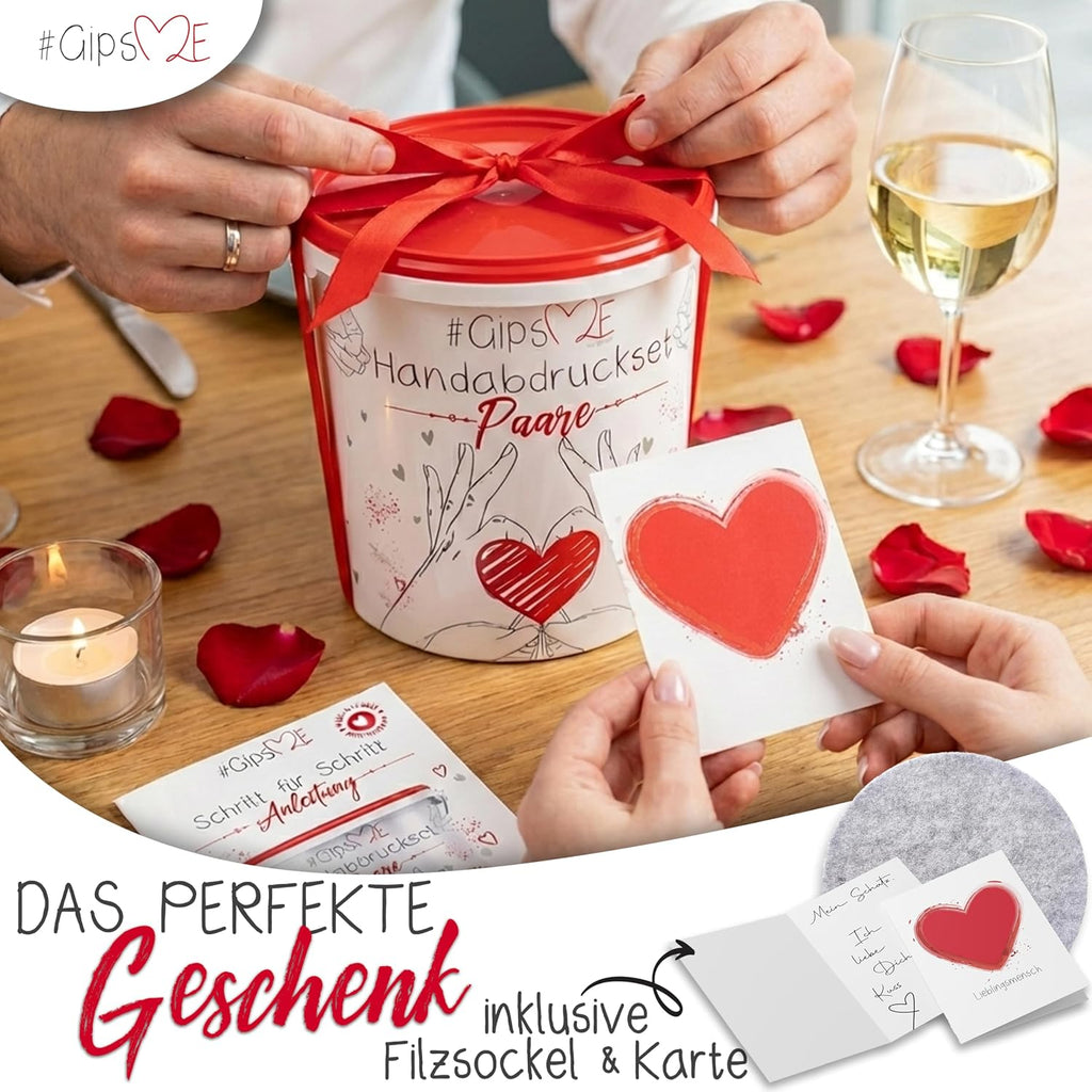 GipsME – DAS ORIGINAL - 3D Handabdruck Set für Paare – Gipsabdruck Hände - Partner und Pärchen Geschenke für Frauen und Männer für Valentinstag, Hochzeitstag, Jahrestag Geschenk für Sie und Ihn