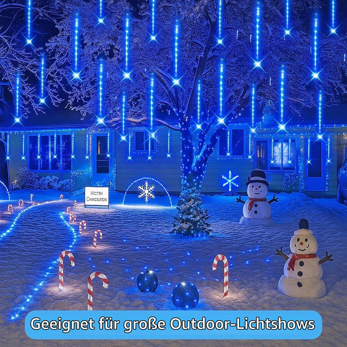Kwaiffeo Weihnachtsdeko,10 Röhren LED Meteorschauer Lichterkette Außen, Wasserdichte Fallende Regen Lichter für Weihnachten Halloween Weihnachtsbaum Hochzeit Garten Fenster, Mehrfarbig