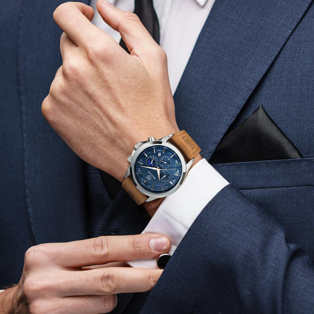 BENYAR BY Uhren Herren Chronograph Analog Quarz Wasserdicht Datum Armbanduhr Herren Mode Business-Kleid Herrenuhr Elegantes Geschenk fur Männer