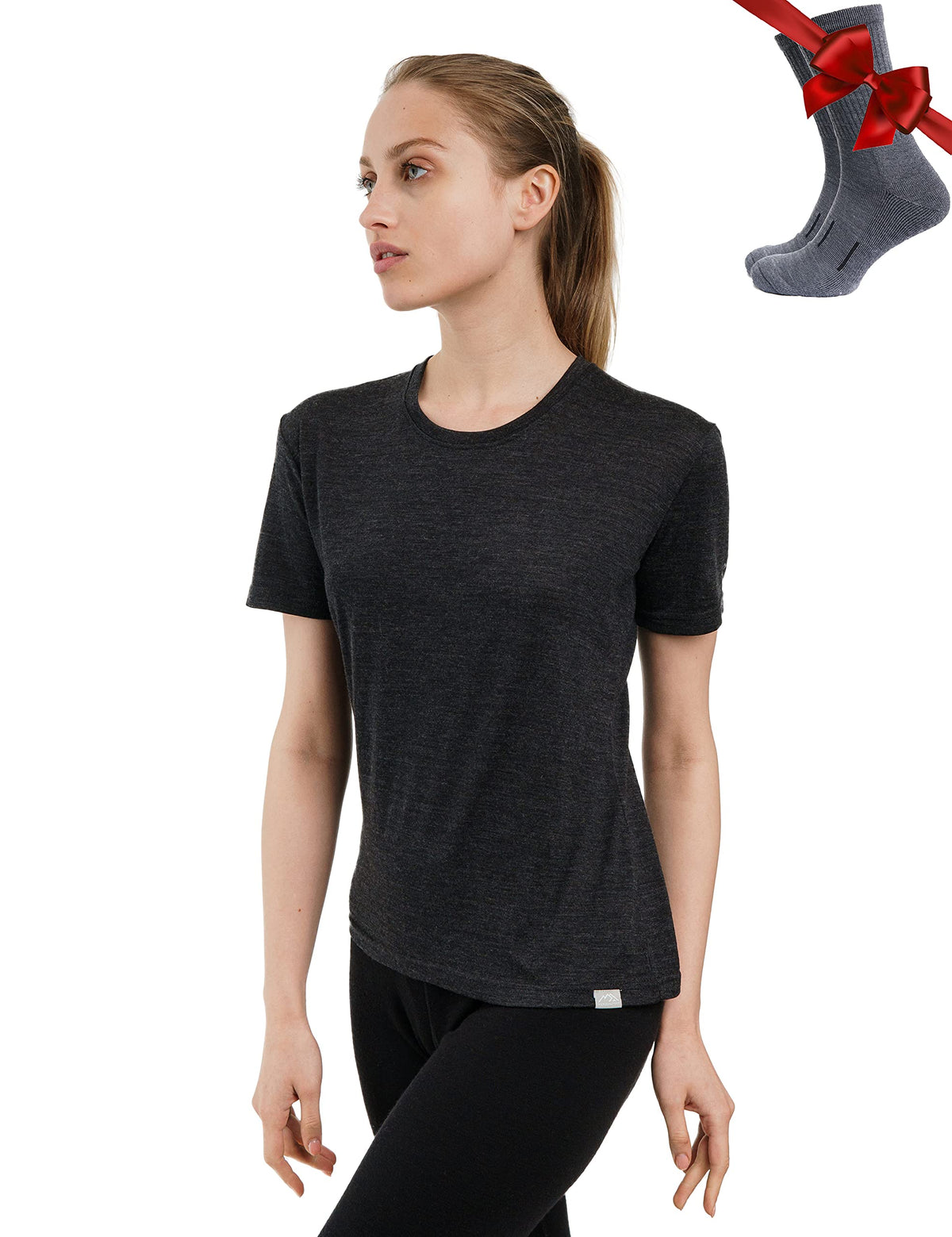 Merino.tech 100% Merino Shirt Damen Wandern & Alltag + Wandersocken