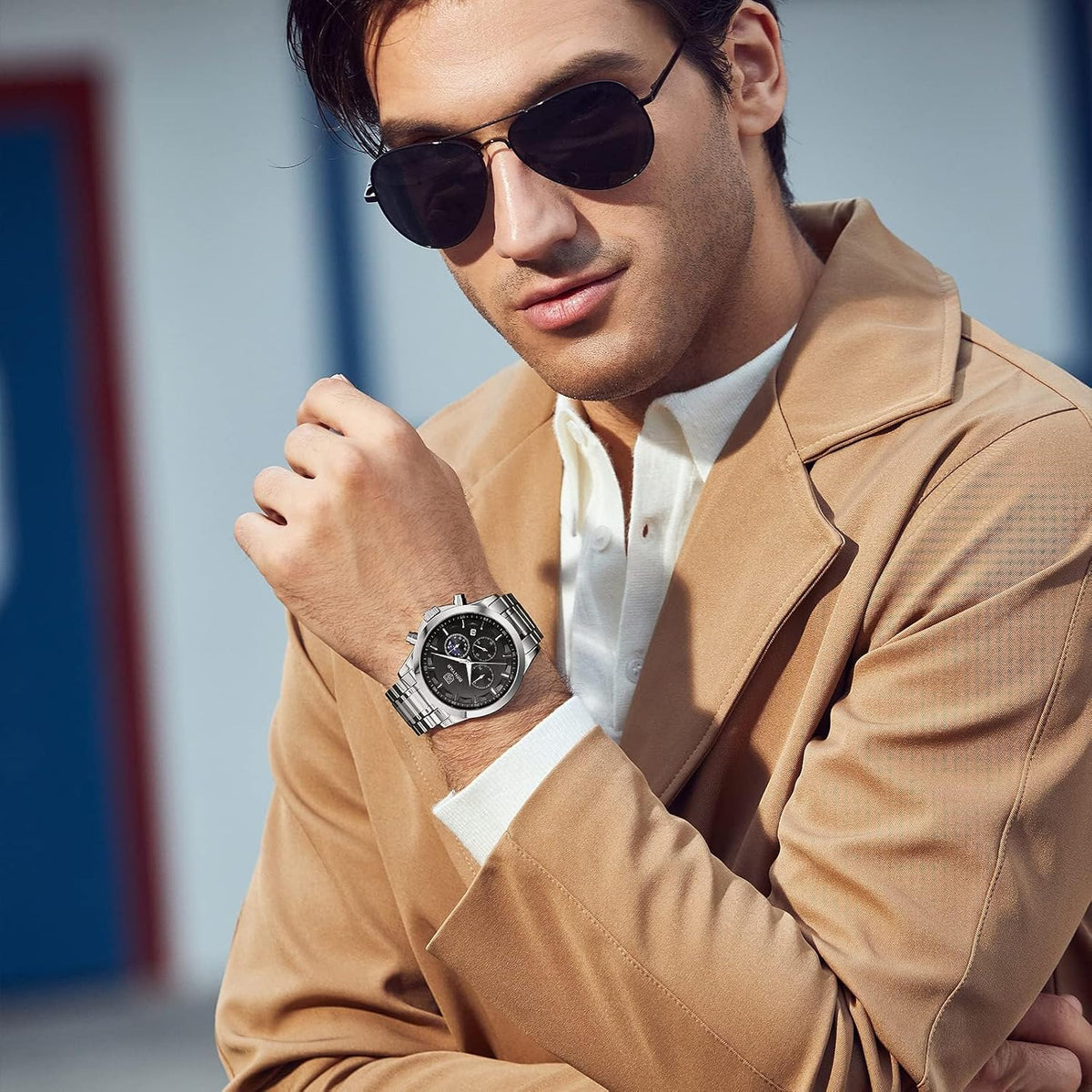 BENYAR BY Uhren Herren Chronograph Analog Quarz Wasserdicht Datum Armbanduhr Herren Mode Business-Kleid Herrenuhr Elegantes Geschenk fur Männer