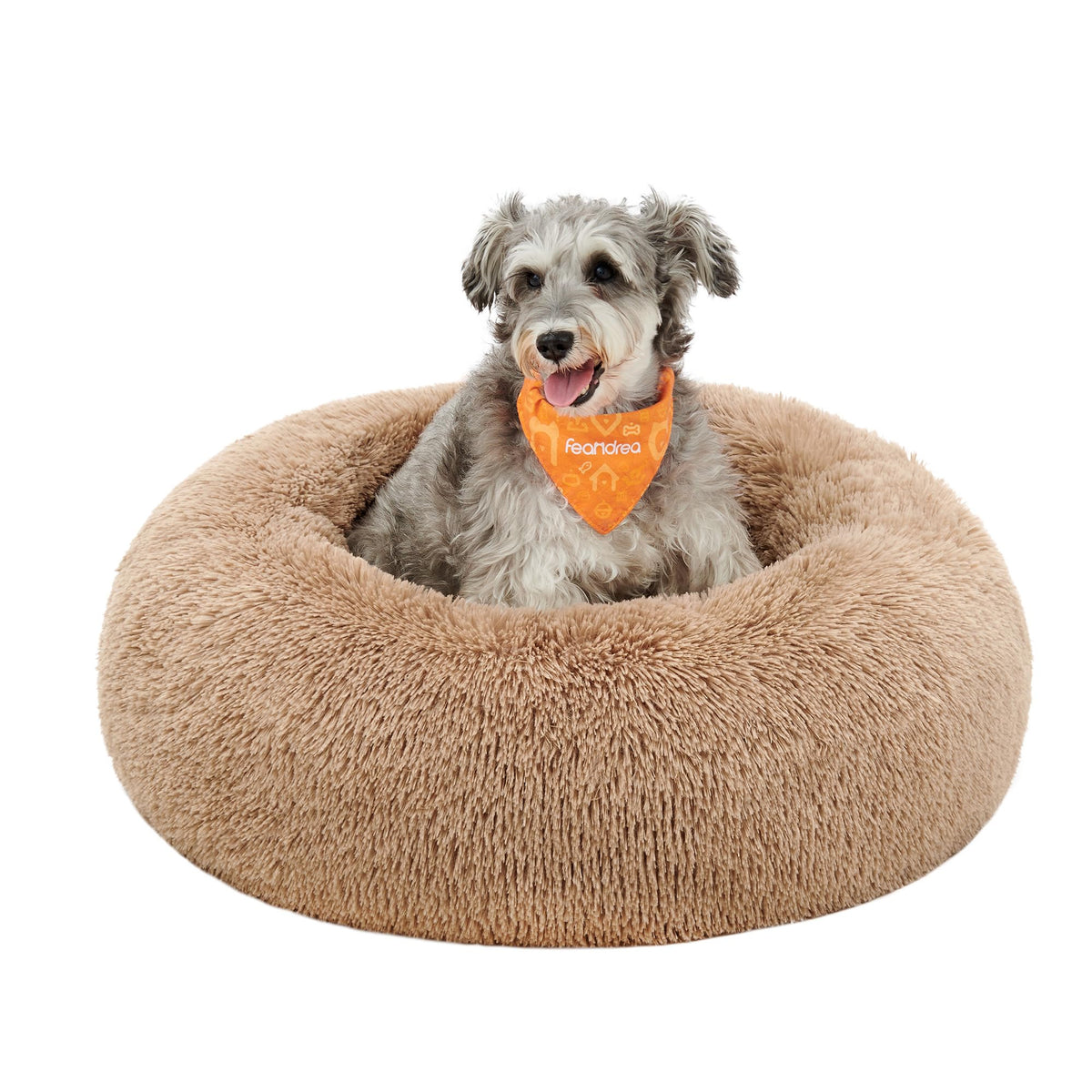 Feandrea Hundebett flauschig, waschbar, Langer Plüsch, 70 cm Durchmesser