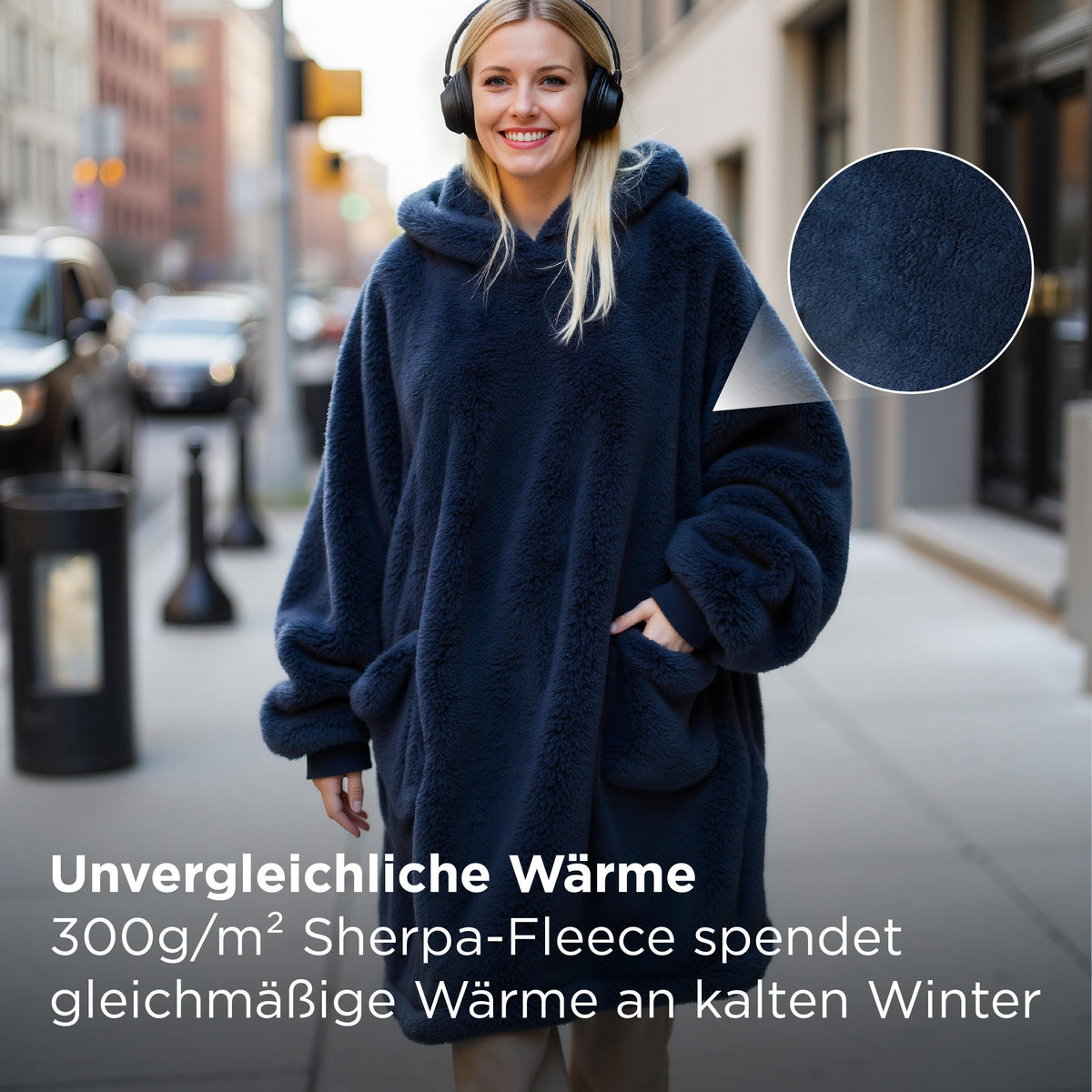 BEDSURE Hoodie Decke mit Ärmeln Geschenke Grau - 95x85cm
