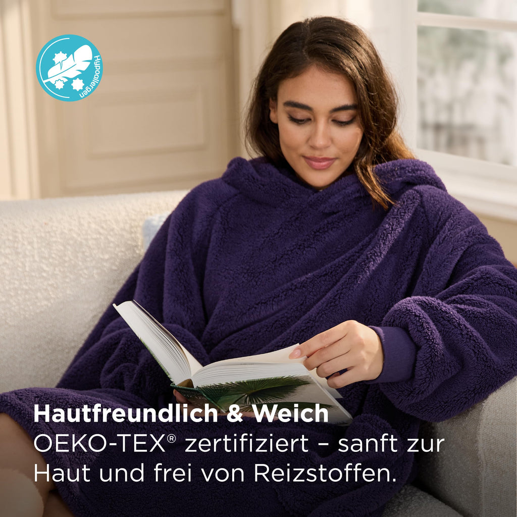 BEDSURE Hoodie Decke mit Ärmeln Geschenke Grau - 95x85cm