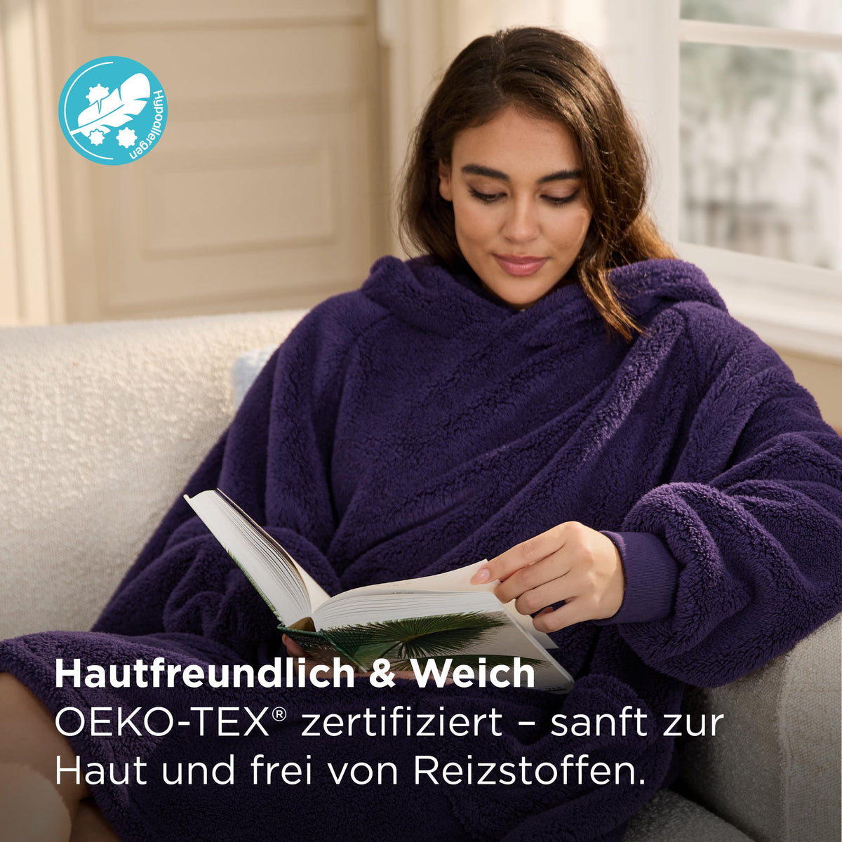 BEDSURE Hoodie Decke mit Ärmeln Geschenke Grau - 95x85cm