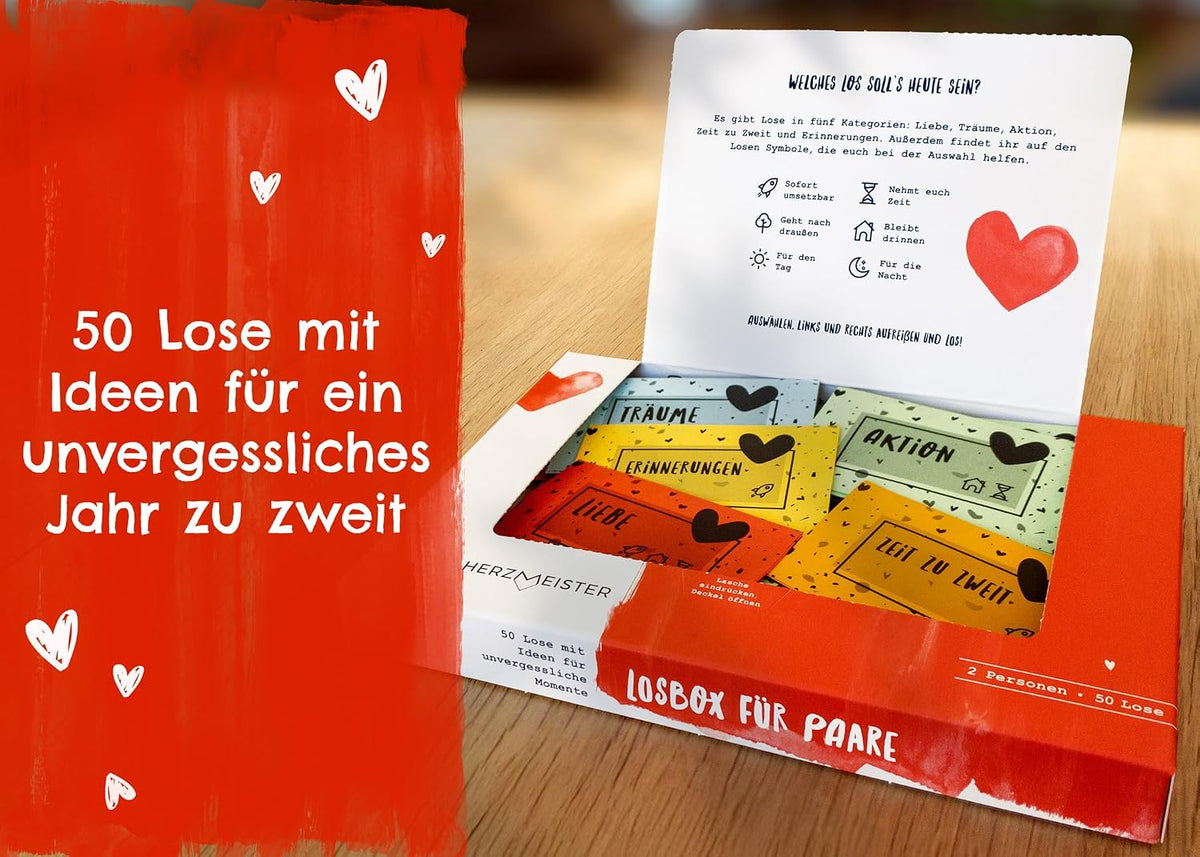 Herzmeister Geschenk für Paare - 50 unvergessliche Momente zu zweit erleben