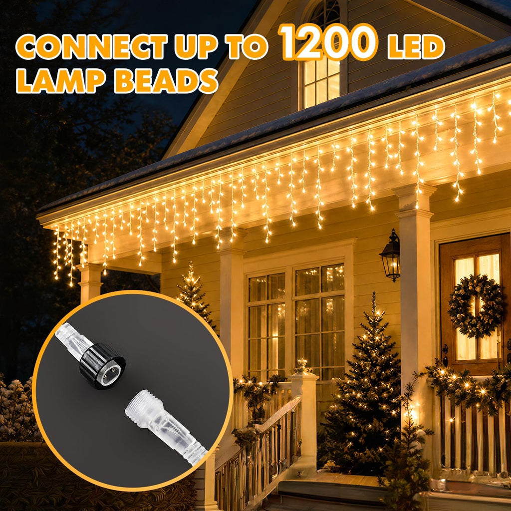 MAGGIFT 10M 400 LED Eisregen Lichterkette Außen Innen, Weihnachtsbeleuchtung Außen mit Fernbedienung/Timer/8 Modi,IP44 Wasserdicht Außenbeleuchtung Weihnachten Lichtervorhang Aussen für Balkon,Outdoor