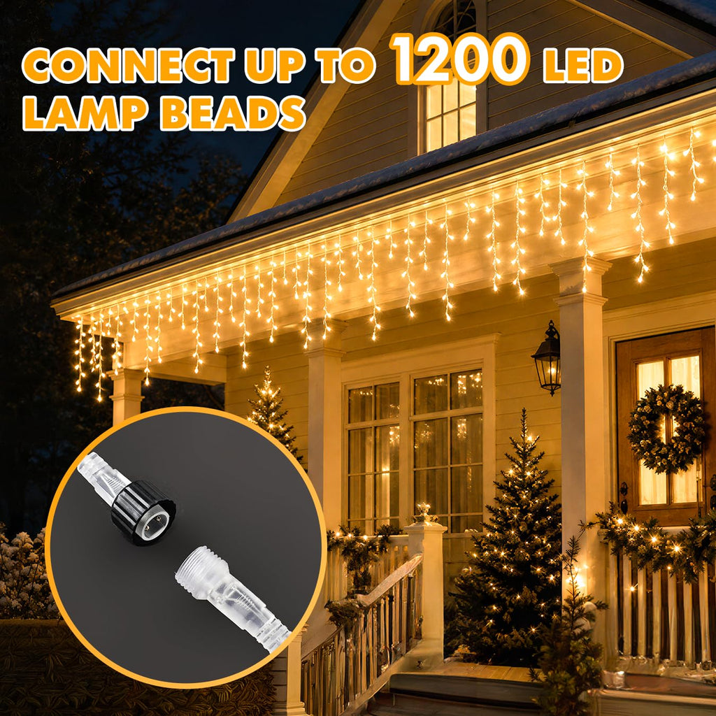 MAGGIFT 10M 400 LED Eisregen Lichterkette Außen Innen, Weihnachtsbeleuchtung Außen mit Fernbedienung/Timer/8 Modi,IP44 Wasserdicht Außenbeleuchtung Weihnachten Lichtervorhang Aussen für Balkon,Outdoor
