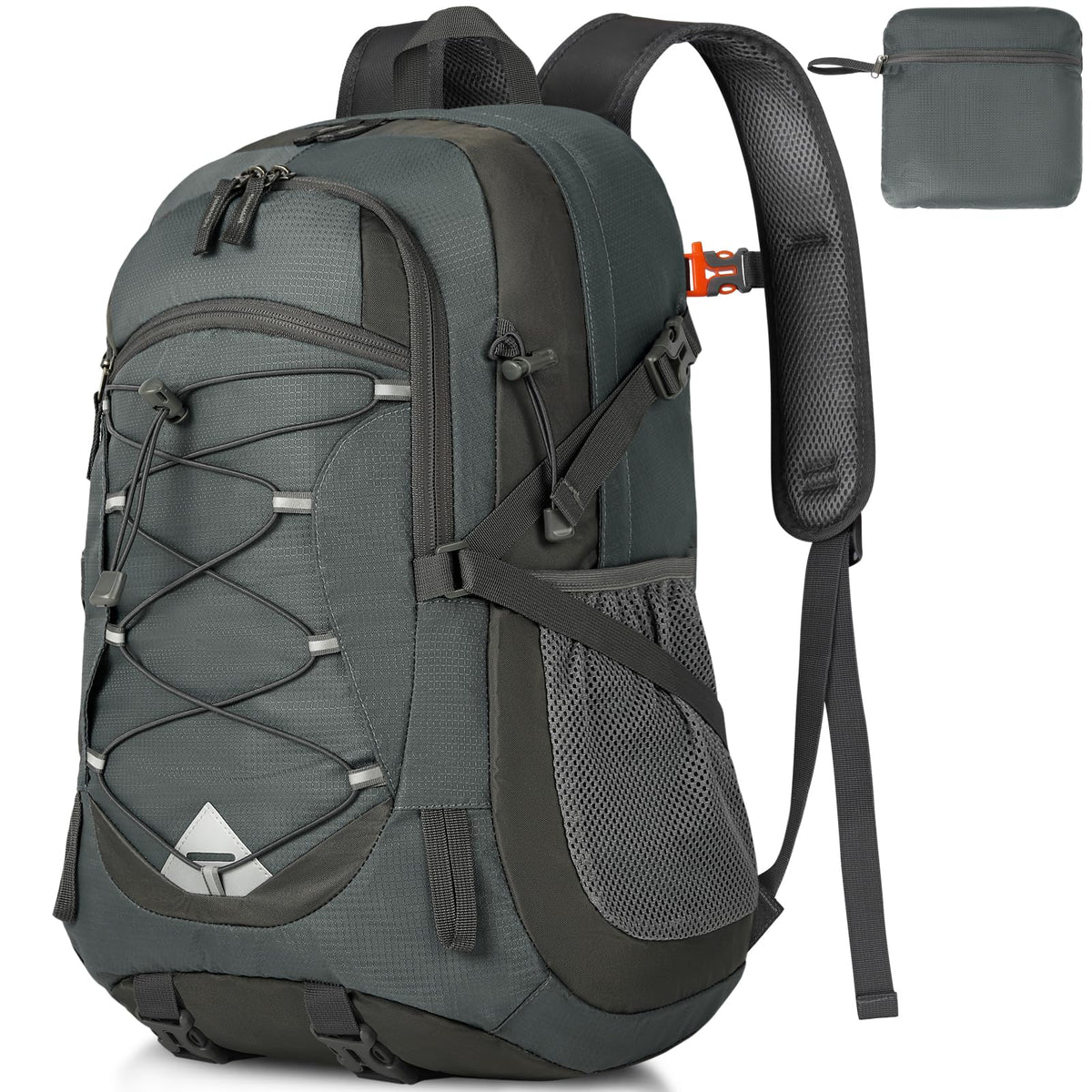 IGOLUMON Wanderrucksack Herren Damen 40L Wasserdichter Rucksack Leicht Faltbarer Reiserucksack Trekkingrucksack mit Reflexstreifen Für Radfahren, Klettern, Bergsteigen und Reisen Sport，Schwarz