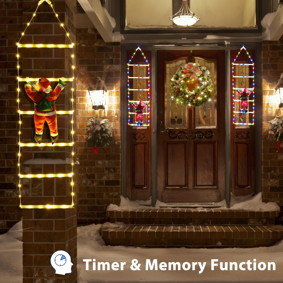 Geemoo LED Weihnachtsmann Leiter Lichterkette - 3 Meter LED Weihnachtsbeleuchtung Strombetrieben mit Timer, Speicherfunktion, 8 Modi, für Innen Außen Weihnachtsbaum Fenster Weihnachten Deko (Warmweiß)